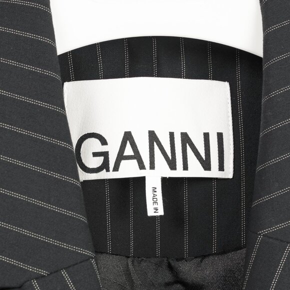 Ganni Black Pinstripe Oversized Blazer *MISSING BUTTONS* - Picture 10 of 13